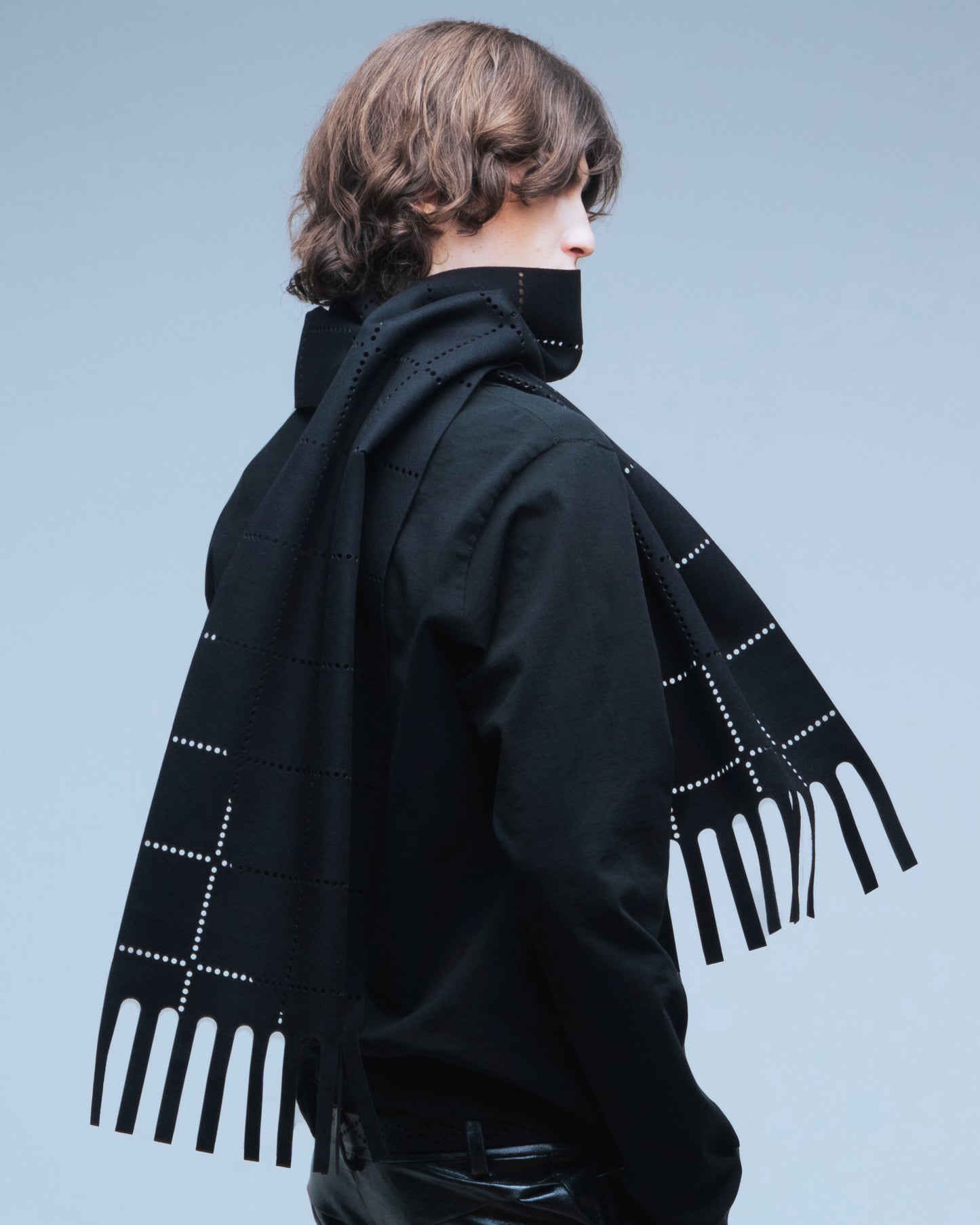 Laser Check Perforated Scarf