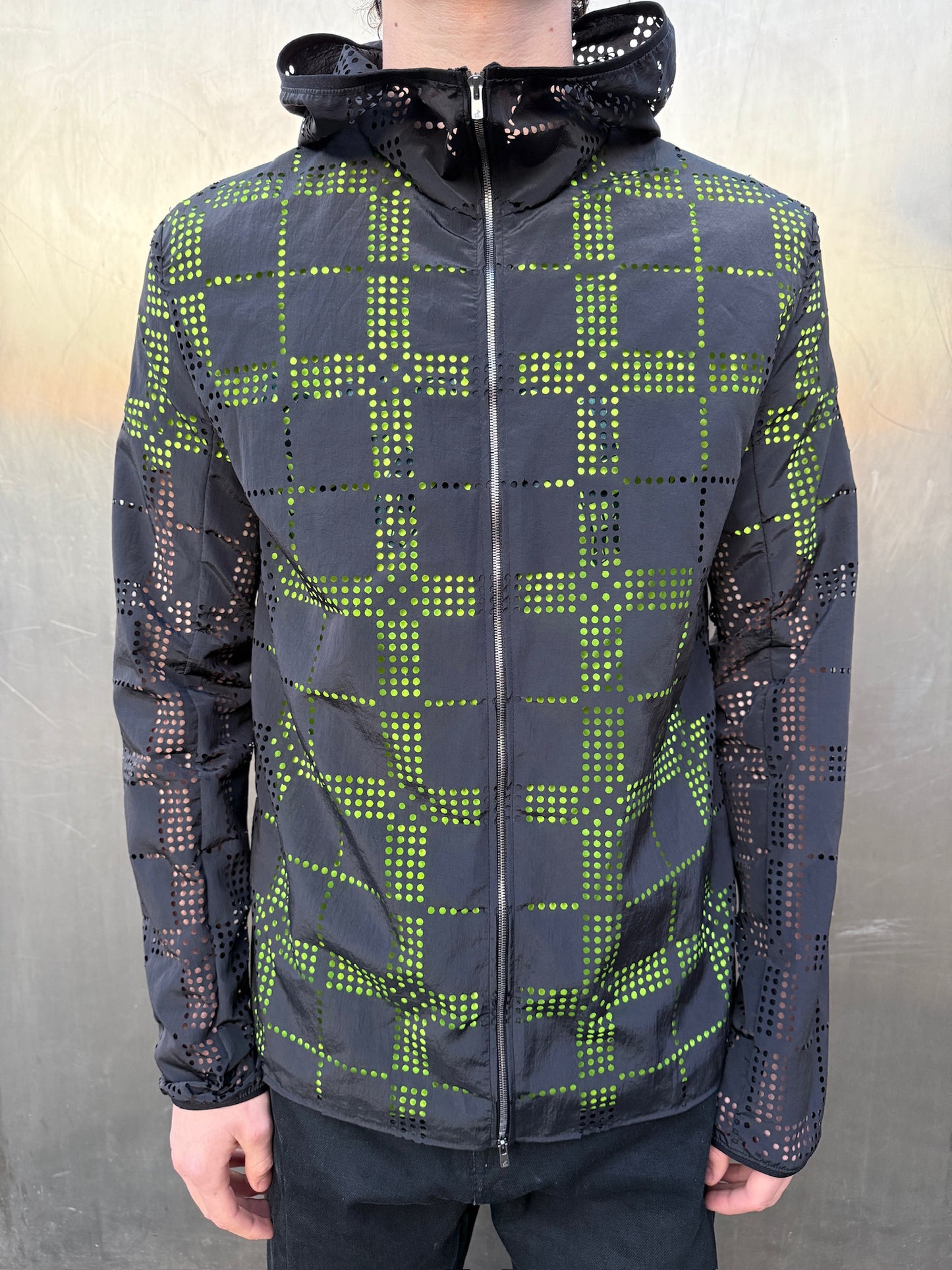 Laser Check Perforated Nylon Jacket