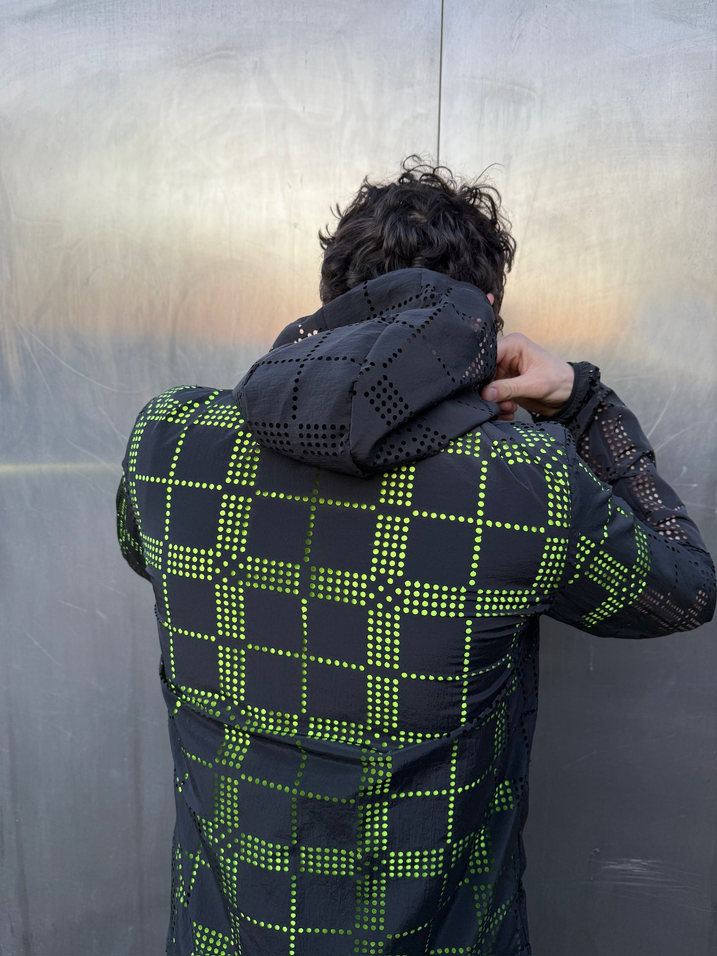 Laser Check Perforated Nylon Jacket